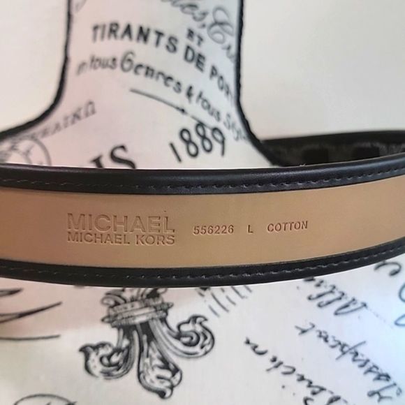 NWT MICHAEL KORS LOGO BLACK & GRAY BELT L